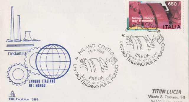 Breda Lavoro Italiano Per Il Mondo Fdc "Capitolium" 1986