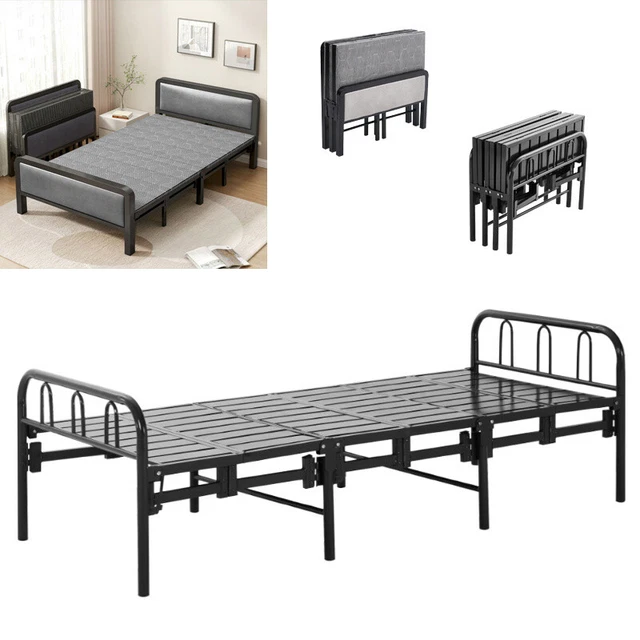 FOLDING BED ROLLAWAY Portable Guest Bed Metal Frame Single Sleeper Bed
