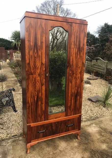 Stunning Antique Walnut Wardrobe with mirror and drawer, excellent condition