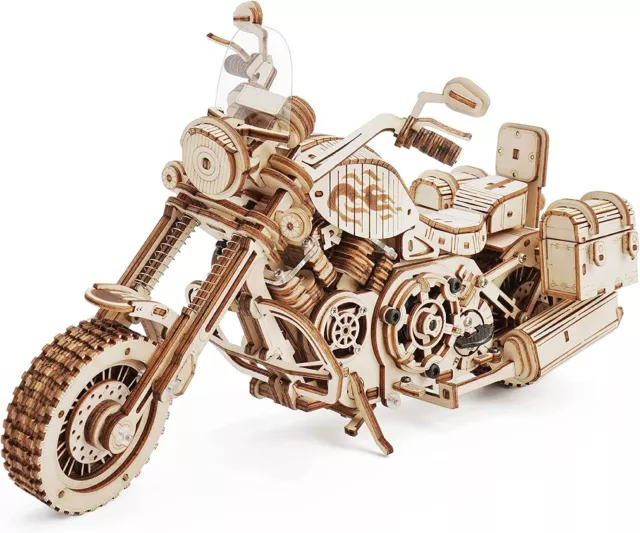 Robotime 3D Puzzle Holzbausatz Mechanische Getriebe Modell Cruiser-Motorrad Kit