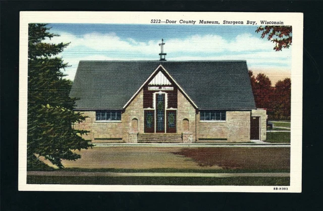 Sturgeon Bay Wisconsin WI 1930s Door County Museum, Stained Glass, Stone Walls