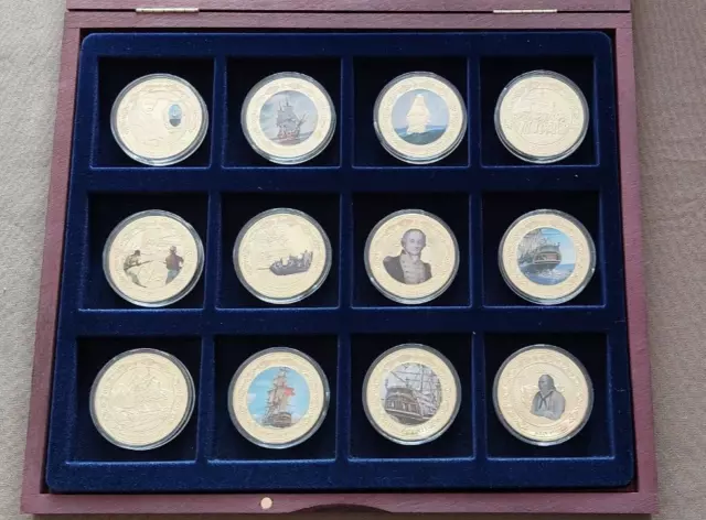 Mutiny on the Bounty 24ct Gold Plated 12 Coin Set in Wooden Presentation Case