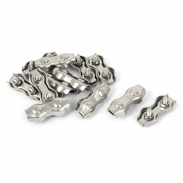 M3 Duplex câble métallique Acier Inoxydable  câble Clip 12 Pcs
