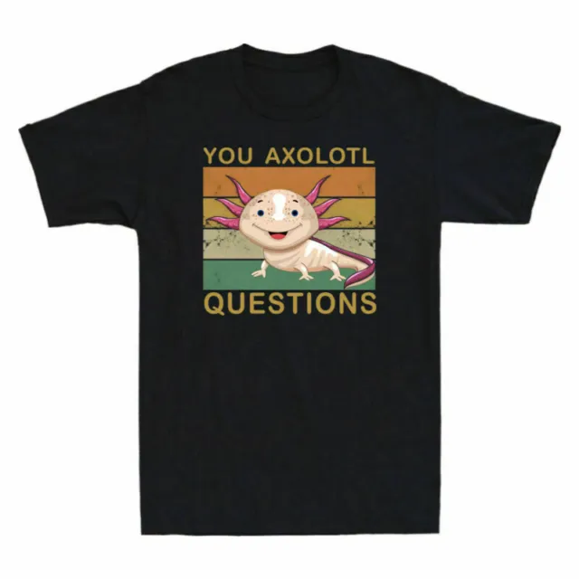 T-shirt vintage uomo Animal You Axolotl Questions manica corta cotone