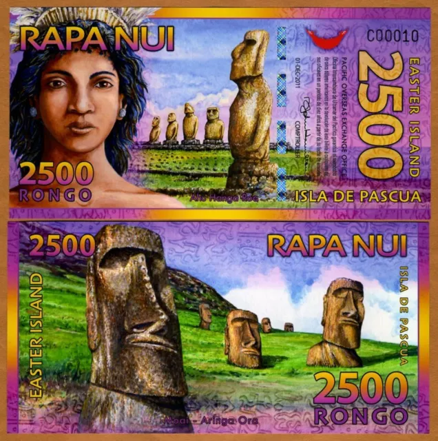 Easter Island, 2500 (2,500) Rongo, 2011, Polymer, New, UNC Beautiful