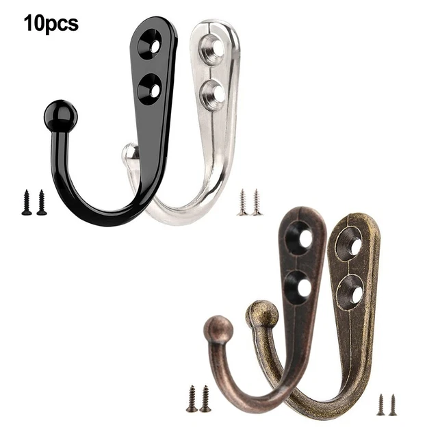 10pcs Hanging Metal Single Hook Clothes Hat Coat Robe Wall Door Hangers Hooks