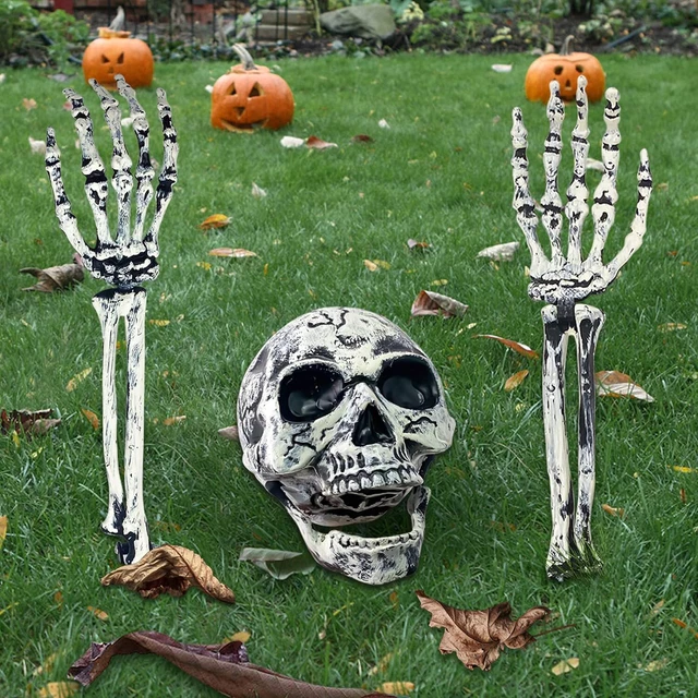 Halloween Deko Horror Skelett Schädel 3 Stück Gruselig Totenkopf Garten Party