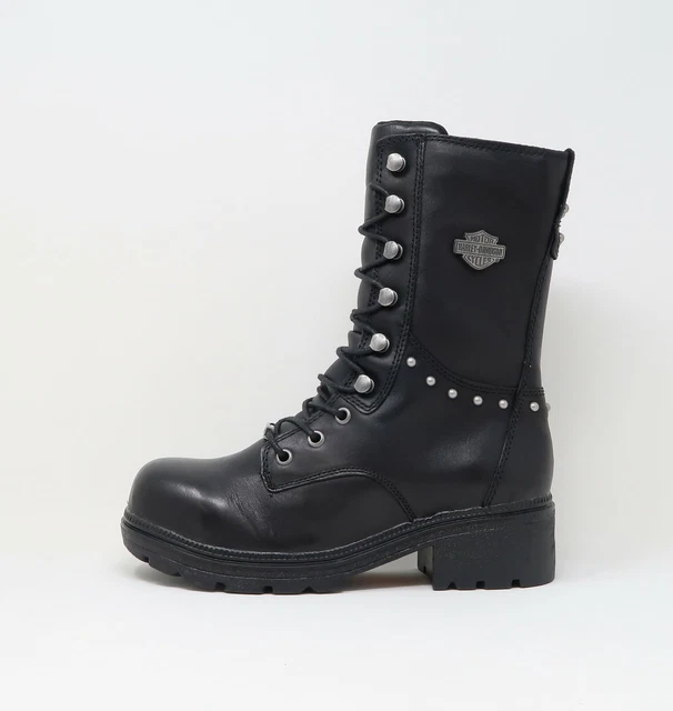 HARLEY DAVIDSON Women Cherwell Leather Mid Calf Steel Toes Black Boots