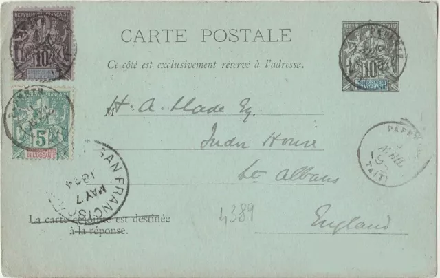 OCEANIE - Carte postale de PAPEETE à destination de L'ANGLETERRE