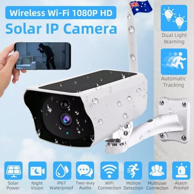 Solar Wireless IP Camera 1080P HD WiFi IP67 Outdoor Night Vision Home Security