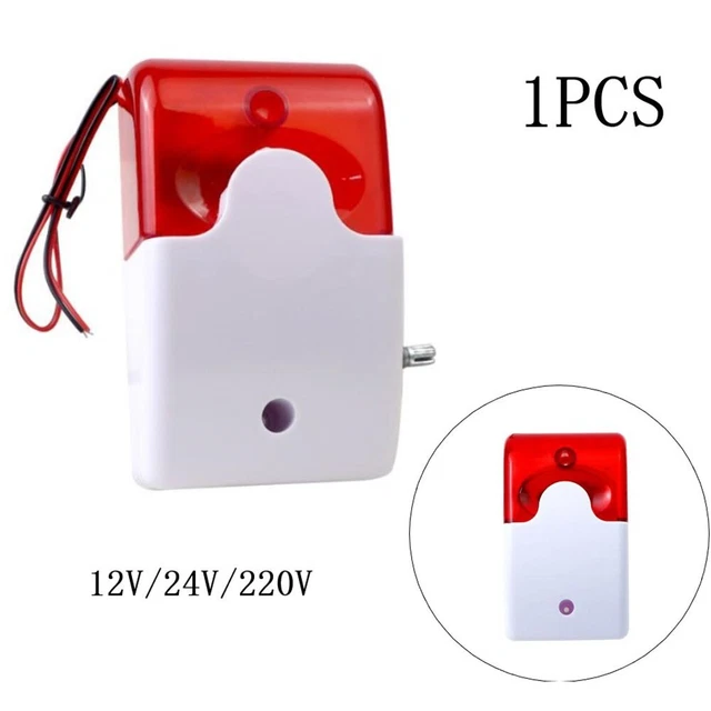 DC12V Sonido-Alarma Estroboscópica Luz Roja Intermitente Sonido Sirena Sistema de Alarma de Seguridad X1