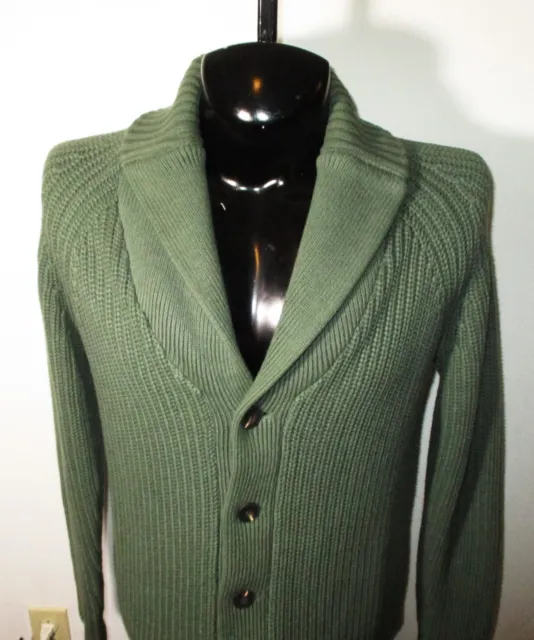 Men's UpWEST Green Organic Cotton Shawl Collar Cardigan Sweater Size M NWOT 2