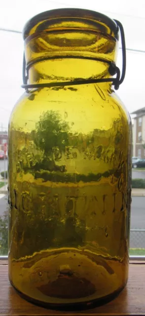 Bright Light Yellow Amber Trade Mark Lightning Quart Canning Mason Fruit Jar Lid