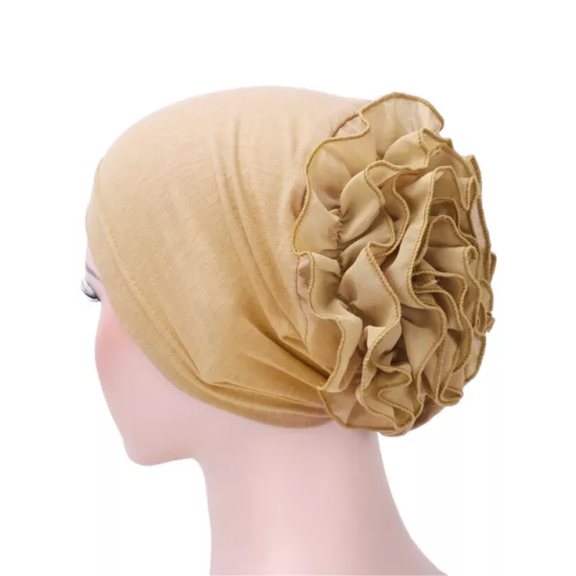 Women Flower Knot Turban Muslim Hat Floral India Hat Stretchy Solid Headwear