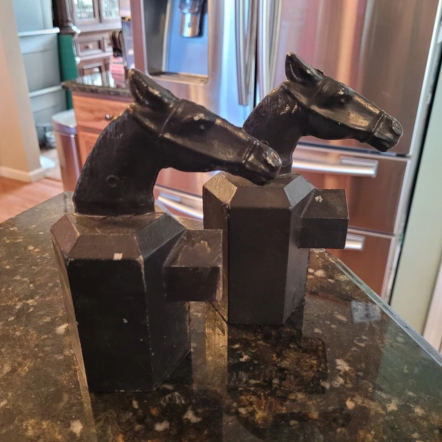Lot 2 Vintage Cowboy Antique Equestrian Horse Head Fence Post Gate Topper Cap B