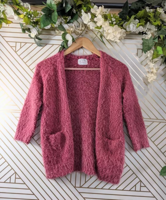 ZARA GIRLS KNITWEAR Winter Collection Pink Knit Cardigan Open Front Size 6