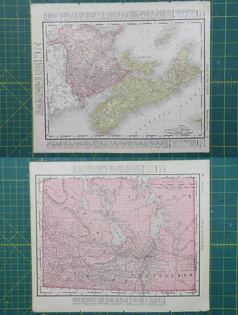 Maritime Provinces Manitoba Vintage Original 1895 Rand McNally World Atlas Map