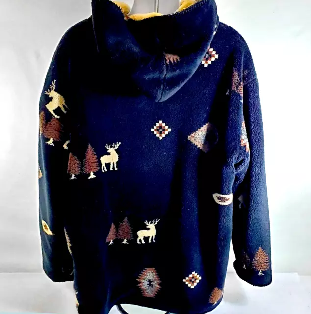 VTG DENALI PINES Moose Aztec Reversible Oversized Blanket Coat Sherpa ...