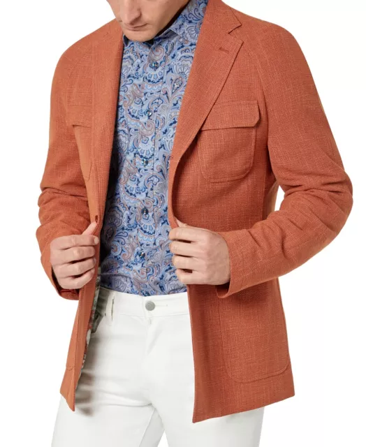 Tallia Mens Slim Fit Burnt Orange Textured Sport Coat 44L