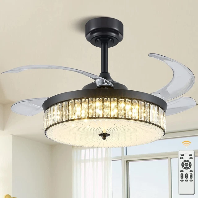 42& RETRACTABLE CEILING Fan Chandelier Ceiling Fan with Light and