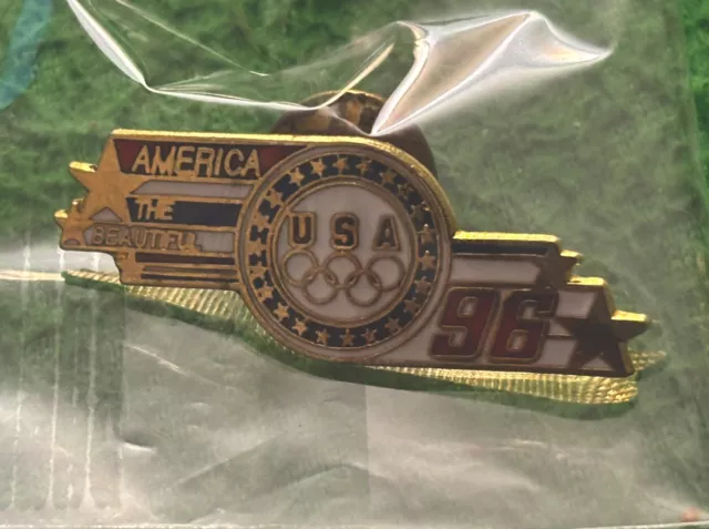 V Rare Olympics Pin Badge Atlanta 1996 USA Stars Stripes America Brave Brand New