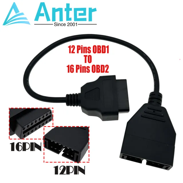 12Pins OBD1 Male To OBDII 2 16Pins Female Convertor Adapter Cable For Toyota GM
