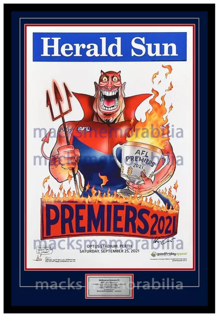 2021 Afl Premiers Melbourne Demons Mark Knight Poster Weg Framed Herald Sun 2