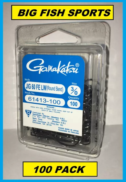 GAMAKATSU #614 JIG Hook 60° FE Light Wire Round Bend 100-Pack PICK