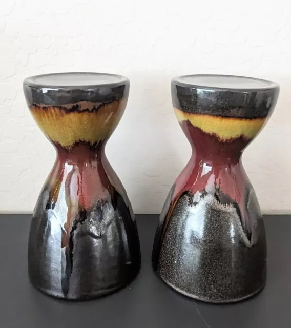 Pier 1 Imports Pillar Candle Holder, Hourglass Shape, Glaze, 8.5" Pair