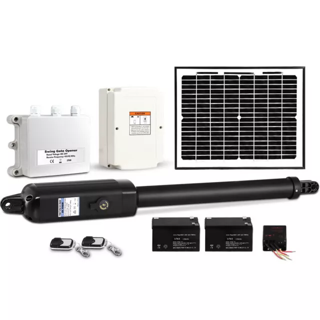 LockMaster Swing Gate Opener Automatic Full Solar Power Kit Remote Control 600KG