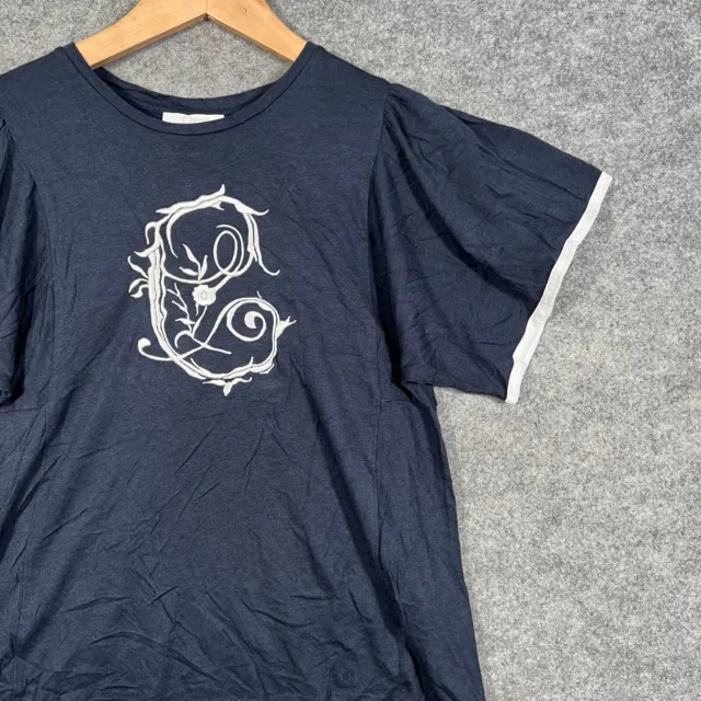 T-shirt CHLOE Top età 12 anni blu navy maniche corte stampa logo cotone 4