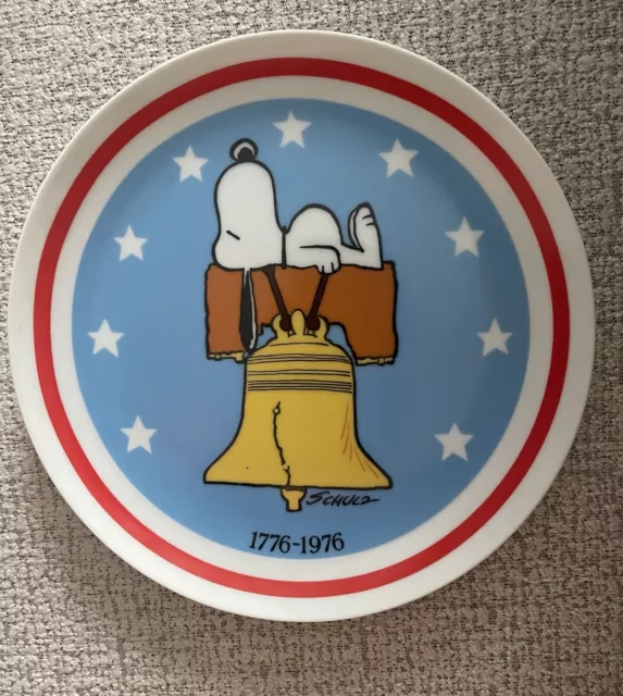 Vintage Peanuts Schmidt 1976 Snoopy Liberty Bell Bicentennial Plate Schultz 3