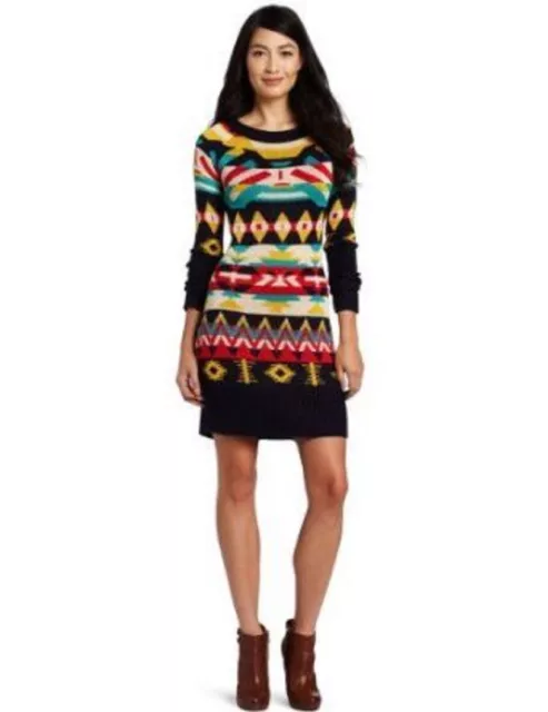 Nwt Jessica Sipson Sweater Dress Size S Floklore Etnic Red Blue Yellow