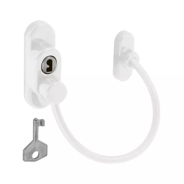 Securit Window Door Cable Restrictor Lock with Key Children Safety - White