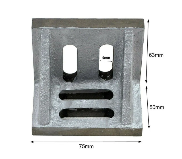 Cast Iron Angle Plate 3" x 2.5" x 2" Slotted And Webbed Tool holding.