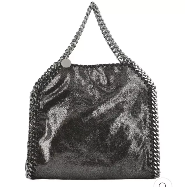 Stella Mccartney Metallic Falabella Ruthenium Foldover