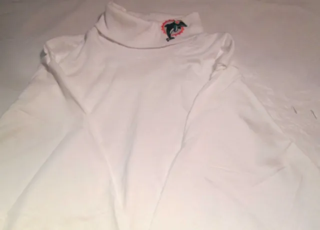 Miami Dolphins Youth T-Shirt Large Long Sleeve Turtle Neck White NFL Majestic