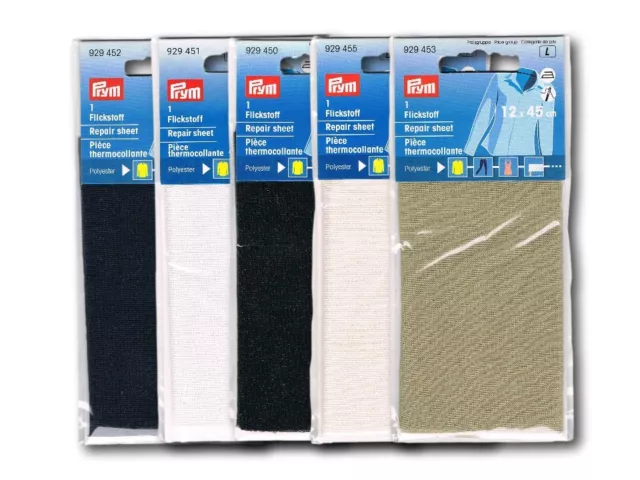 Prym Polyester Flickstoff, Bügelflicken, Bügelflecken, 12 x 45 cm, 5 Farben