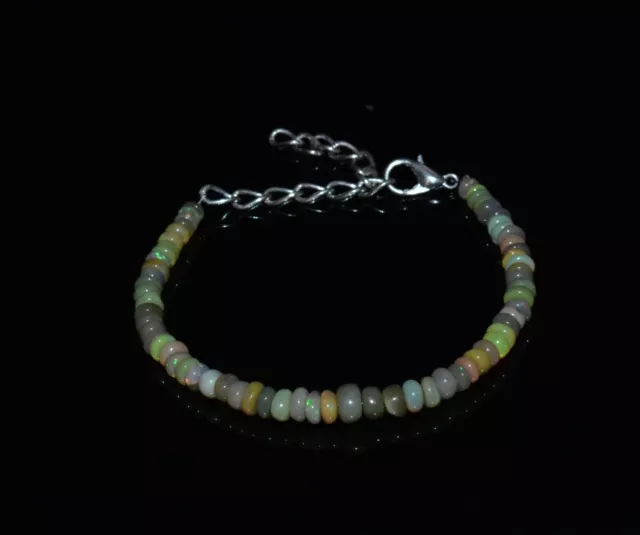 4-5 mm Ethiopian Opal Bracelet Welo Fire Opal Beads Beautiful Bracelets 7.5" 285