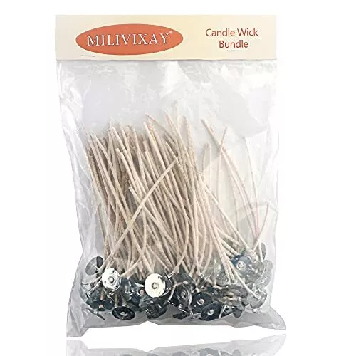 100pcs ECO 12 Wicks for Soy Candles, 6.0inch Cotton & Paper Candle Wicks, Pre...