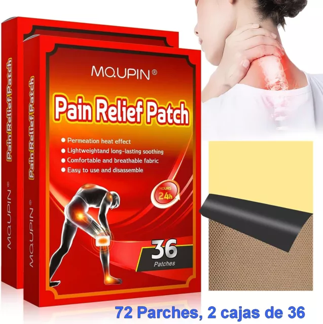 72 Parches de calor alivio dolor adhesivos,hombro,rodilla,10x7cm,calor 8-12horas