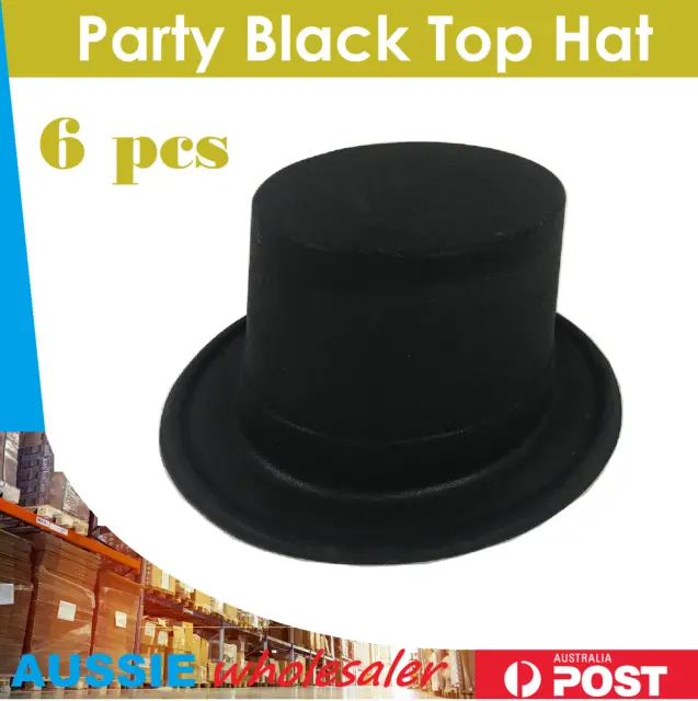 6x Glitter Black Top Hat Mat Hatter Party Costume Magician Wedding  Halloween