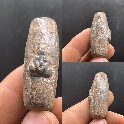 Unique Ancient Near Eastern Old Bronze Bead With Figure
