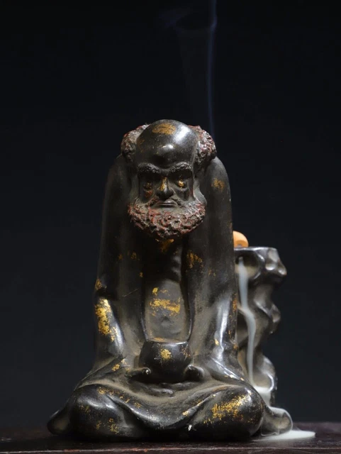 7.1" Old Antique Tibet Tibetan Buddhism Temple Bronze gilt Dharma Buddha statue