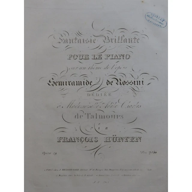 HÜNTEN François Fantaisie Brillante Piano ca1835
