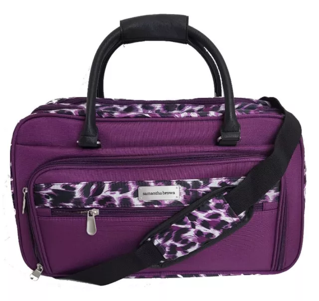 Samantha Brown Carry-All Travel Bag Luggage Organized Carry On~ Purple Leopard