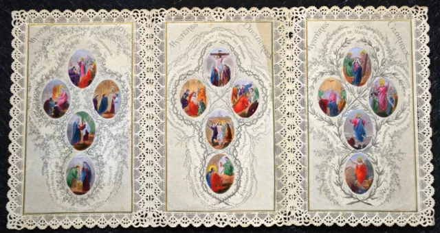 Canivet ancien triptyque "Reine du très Saint Rosaire" Bouasse-Lebel éditeur