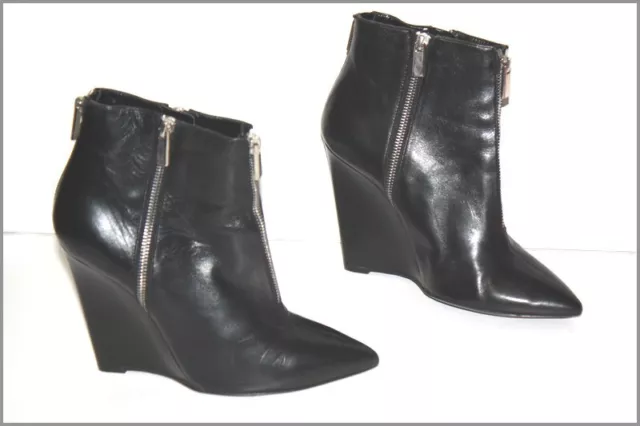 JB MARTIN Bottines Boots Compensées Tout Cuir Lisse Noir Zips T 39 Quasi Neuves