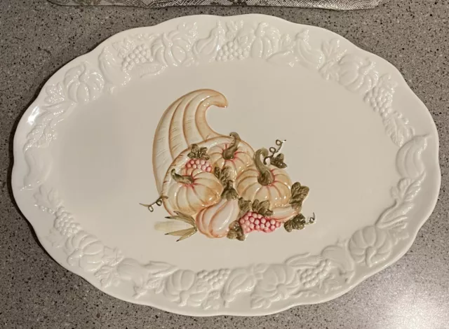 Large 18x13 Oval Holiday Serving Platter Home Accent Thanksgiving Collection Box