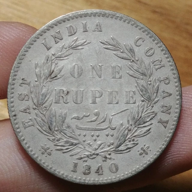 British Raj One Rupee INDIA QUEEN Victoria 1840 Genuine Silver Coin